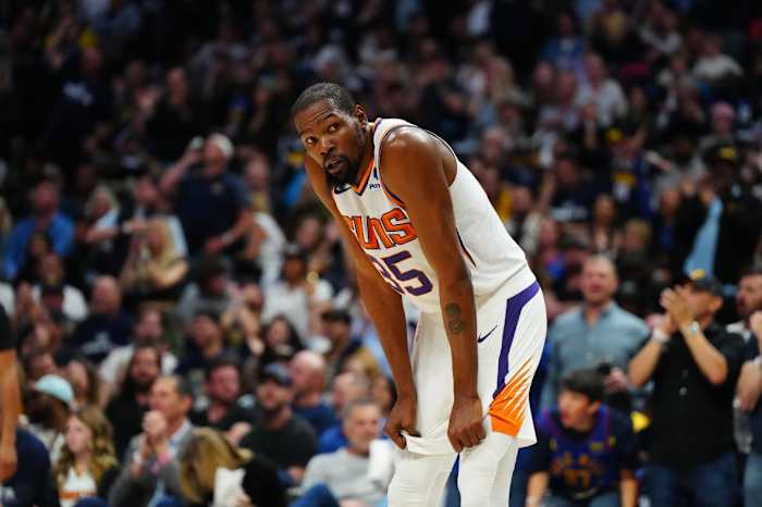 F Kevin Durant turned the ball over seven times in a Game 1 loss in Denver.